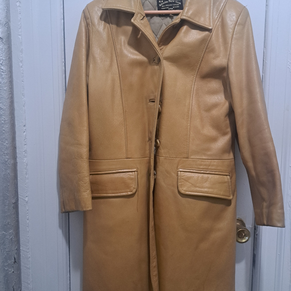 Women's Tan Leather Coat
